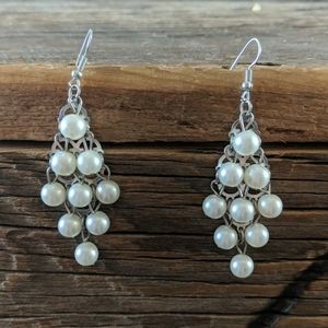 Faux pearl fish hook earrings